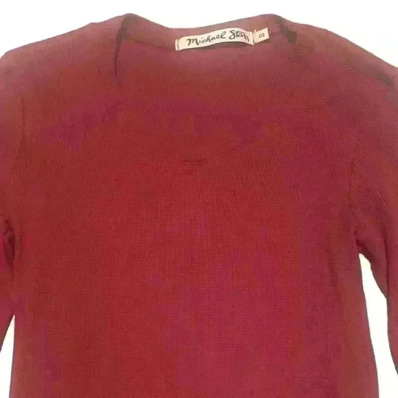 Michael Stars burgundy, long sleeve waffle T-shirt, size OS. - Picture 2 of 2